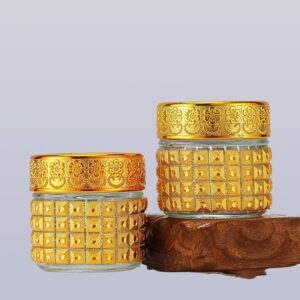 Round glass bottle sealed