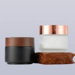 Black wood grain finish frosted glass cream jar