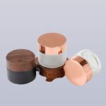 Black wood grain finish frosted glass cream jar - Image 2